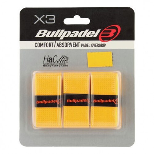 Blister Bullpadel 3 Overgrips GB1201 Comfort Perforado Amarillo Blister Bullpadel 3 Overgrips GB1201 Comfort Perforado Amarillo