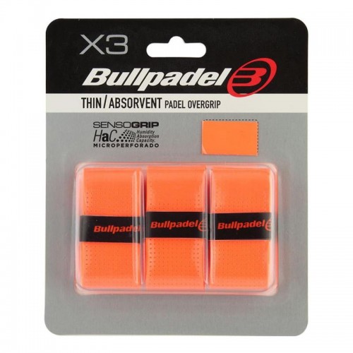 Blister Bullpadel 3 Overgrips GB1705 Senso Perforado Naranja Fluor Blister Bullpadel 3 Overgrips GB1705 Senso Perforado Naranja Fluor