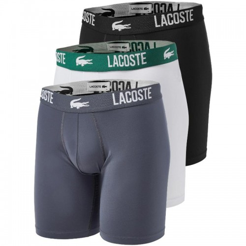 Boxers Lacoste Poliamida Blanco Gris Negro 3 Unidades