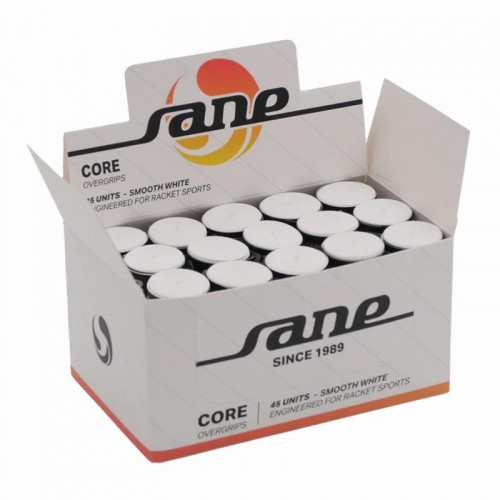 Caja Overgrips Sane Core Lisos Blanco 45 Unidades