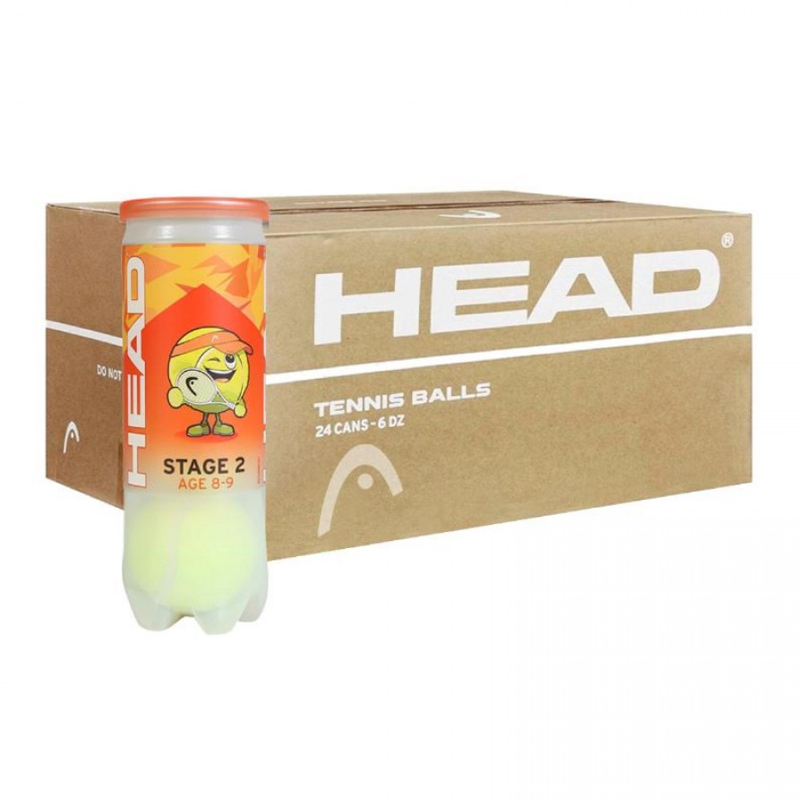 Cajon 72 Pelotas - 24 Botes de 3 uds - Head Stage 2 Naranja  Oferta + Barato