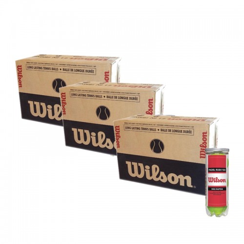 Cajon 72 Pelotas - 24 Botes de 3 uds - Wilson Rush 100 x 3 Unidades Cajon 72 Pelotas - 24 Botes de 3 uds - Wilson Rush 100 x 3 Unidades