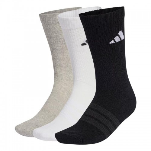 Calcetines Adidas Essentials Crew Gris Blanco Negro 3 Pares