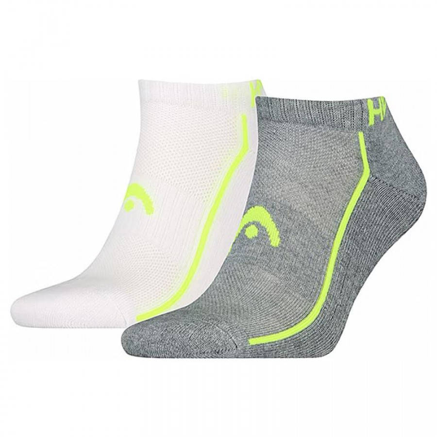 Meias de Tênis Head Performance Branco Cinza Lima 2 Pares  Oferta + Barato