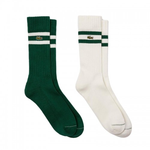 Calcetines Lacoste Corte Alto Blanco Verde Calcetines Lacoste Corte Alto Blanco Verde