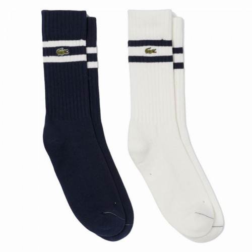 Calcetines Lacoste Corte Alto Marino Blanco 2 Pares Calcetines Lacoste Corte Alto Marino Blanco 2 Pares