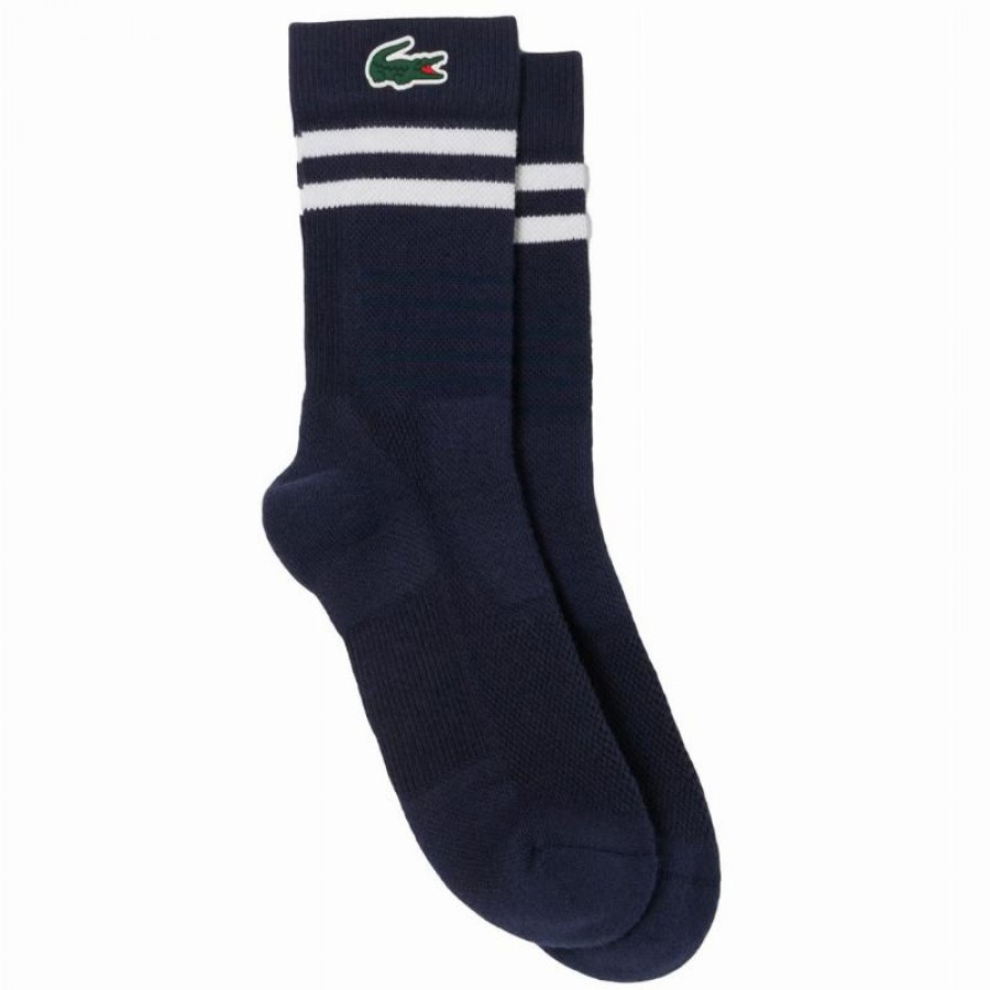 Lacoste Sport High Cut Socks Navy White 1 Pair  Offer + Cheap