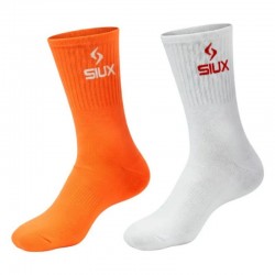 Calcetines Siux Groove Caña Alta Naranja Blanco 2 Pares