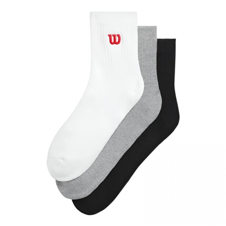 Wilson Quarter Top Calze Bianco Grigio Nero 3 Paia  Offerta + Economico