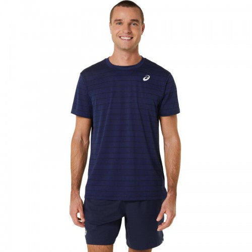 Camiseta Asics Court Stripe Marino Negro Camiseta Asics Court Stripe Marino Negro