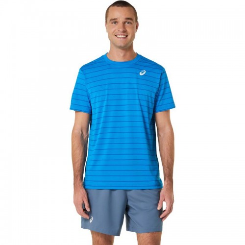 Camiseta Asics Court Stripes SS Azul Camiseta Asics Court Stripes SS Azul