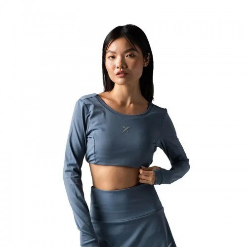Camiseta Drop Shot Monarca Longsleeve Crop Gris Mujer
