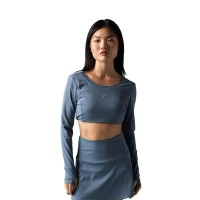 Camiseta Drop Shot Monarca Longsleeve Crop Gris Mujer