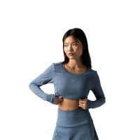 Camiseta Drop Shot Monarca Longsleeve Crop Gris Mujer