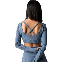 Camiseta Drop Shot Monarca Longsleeve Crop Gris Mujer