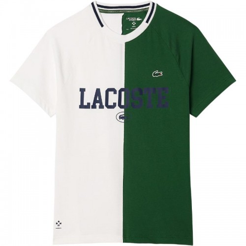 Camiseta Lacoste Daniil Medvedev Blanco Verde Camiseta Lacoste Daniil Medvedev Blanco Verde