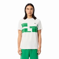 Camiseta Lacoste Novak Djokovic Ultra Dry Blanco Verde  Oferta + Barato