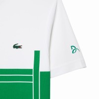Camiseta Lacoste Novak Djokovic Ultra Dry Blanco Verde  Oferta + Barato