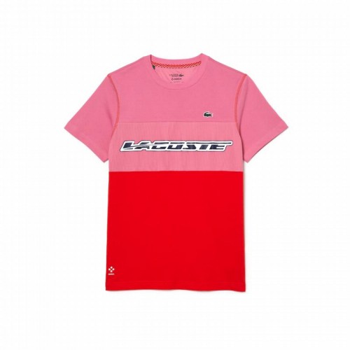 Camiseta Lacoste Sport Medvedev Rosa Rojo Camiseta Lacoste Sport Medvedev Rosa Rojo
