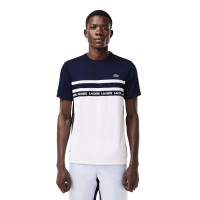 Lacoste Ultra Dry White Navy Blue T-Shirt  Offer + Cheap