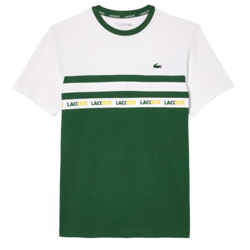 Camiseta Lacoste Ultra Dry Verde Blanco Camiseta Lacoste Ultra Dry Verde Blanco