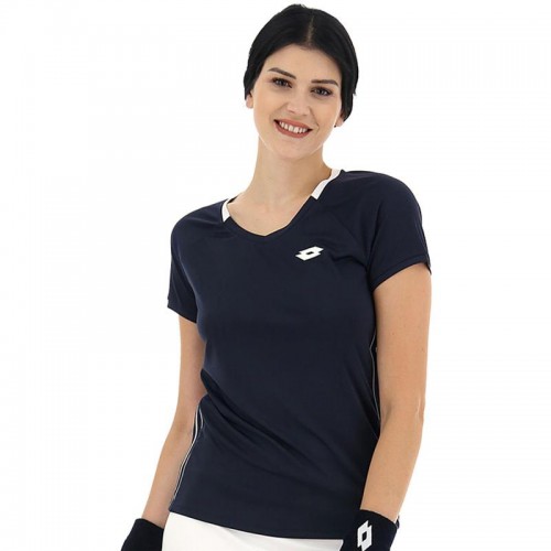 Camiseta Lotto Squadra II Azul Marino Blanco Mujer Camiseta Lotto Squadra II Azul Marino Blanco Mujer