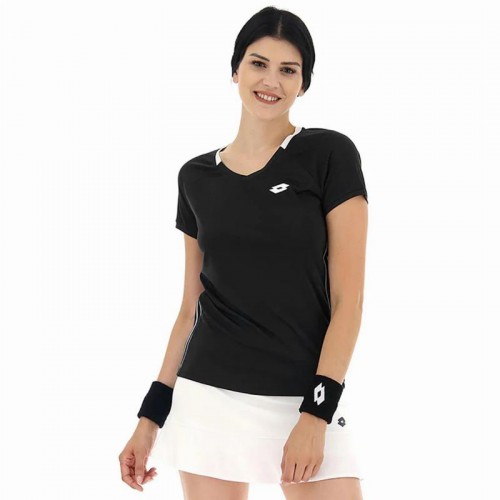 Camiseta Lotto Squadra II Negro Blanco Mujer Camiseta Lotto Squadra II Negro Blanco Mujer