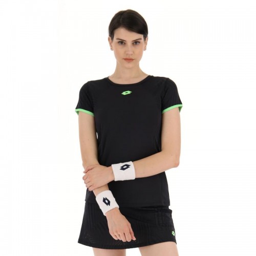 Camiseta Lotto Superrapida V Negro Verde Manzana Mujer Camiseta Lotto Superrapida V Negro Verde Manzana Mujer