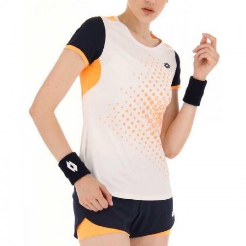 Camiseta Lotto Top IV Blanco Naranja Mujer Camiseta Lotto Top IV Blanco Naranja Mujer