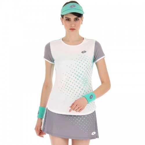 Camiseta Lotto Top IV Blanco Verde Mujer Camiseta Lotto Top IV Blanco Verde Mujer