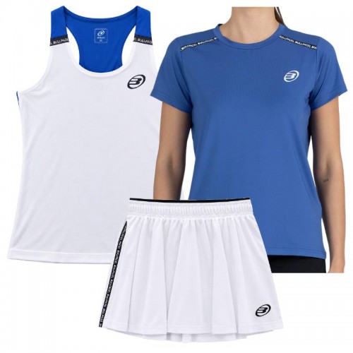 Conjunto Bullpadel Adventure Journey W Court 26I Azul Blanco x3