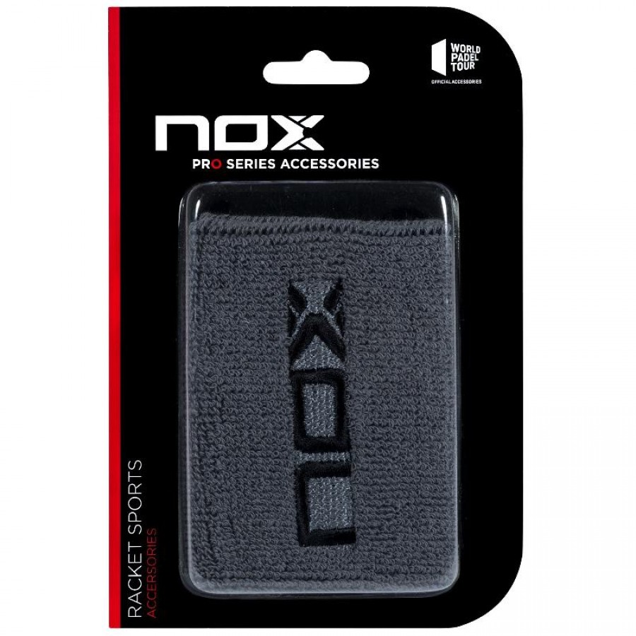 Munequeras Nox Gris Logo Negro 2 Unidades  Oferta + Barato