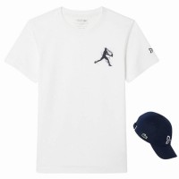 Pack Lacoste Novak Djokovic T-shirt bianca e cappellino blu scuro  Offerta + Economico