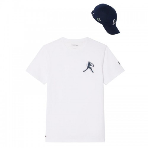 Pack Camiseta Lacoste Novak Djokovic Blanco y Gorra Negro