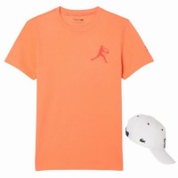 Pack Lacoste Novak Djokovic T-shirt arancione e cappellino bianco  Offerta + Economico