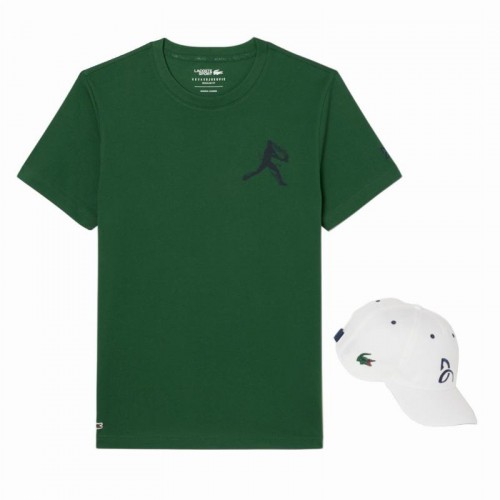 Pack Camiseta Lacoste Novak Djokovic Verde y Gorra Blanco Pack Camiseta Lacoste Novak Djokovic Verde y Gorra Blanco