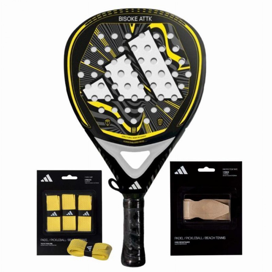 Pack Pala Adidas Bisoke Attack 2024 con Overgrips y Protector  Oferta + Barato