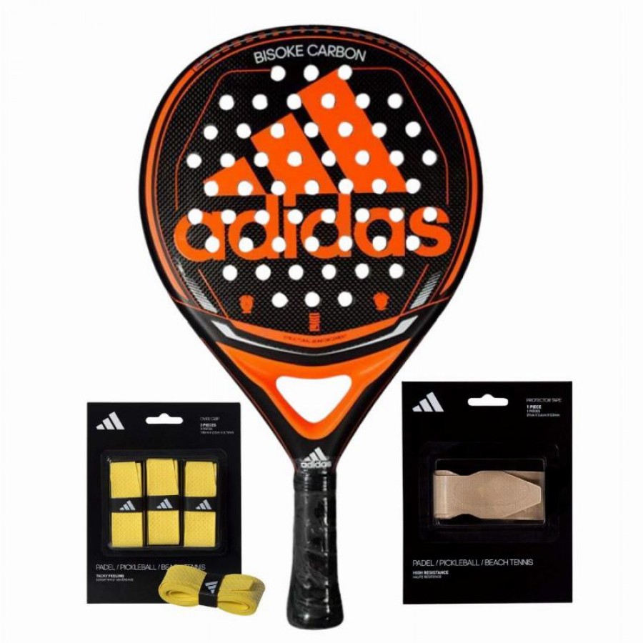 Pack Pala Adidas Bisoke Carbon con Overgrips y Protector  Oferta + Barato