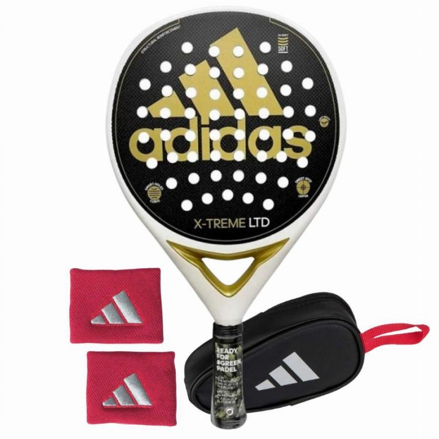 Pack Adidas X-Treme White Gold Racket with Coin Purse and Wrist Bags   Offer + Cheap