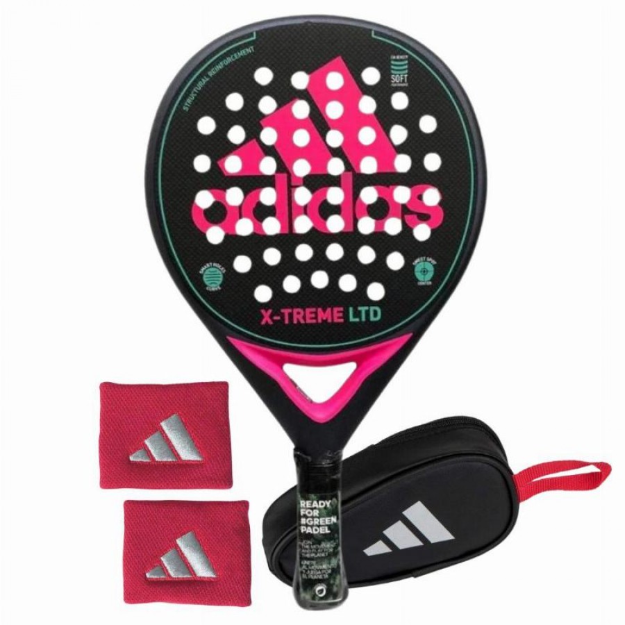 Pack Adidas X-Treme Black Pink Racket with Coin Purse and Wrist Bags   Offer + Cheap