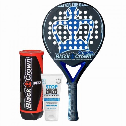 Pack Pala Black Crown Coyote Carbon 3k con Magnesio y Bolas Pack Pala Black Crown Coyote Carbon 3k con Magnesio y Bolas