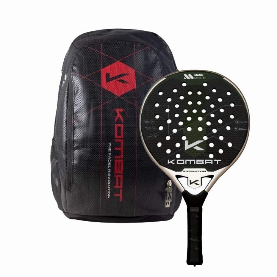 Pack Pala Kombat Manu Martin Krakatoa y Mochila Roja  Oferta + Barato