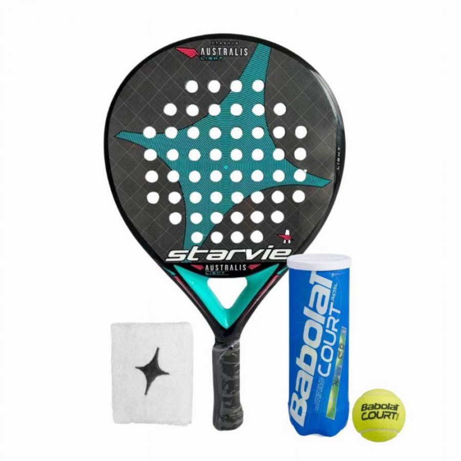 Pack Pala StarVie Australis Light con Munequera y Pelotas  Oferta + Barato