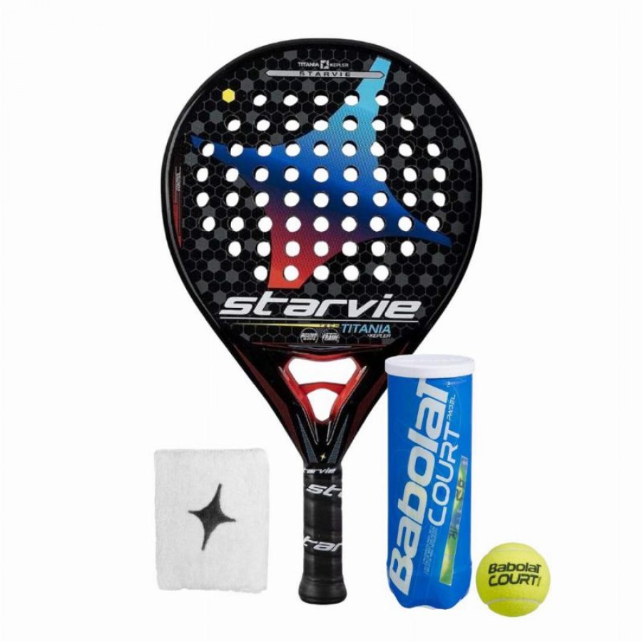 Pack Pala StarVie Titania Kepler Soft con Munequera y Pelotas  Oferta + Barato