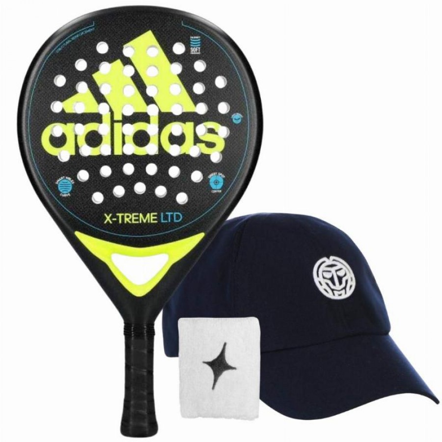 Pack Adidas X-Treme Lime Black Racket with Cap and Wristband   Offer + Cheap