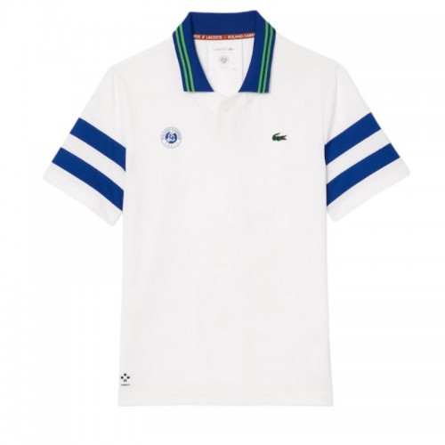 Polo Lacoste Roland Garros Medvedev Blanco Azul Marino Polo Lacoste Roland Garros Medvedev Blanco Azul Marino