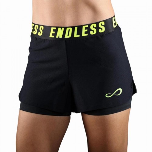 Short Endless Tech Iconic Negro Amarillo Mujer Short Endless Tech Iconic Negro Amarillo Mujer