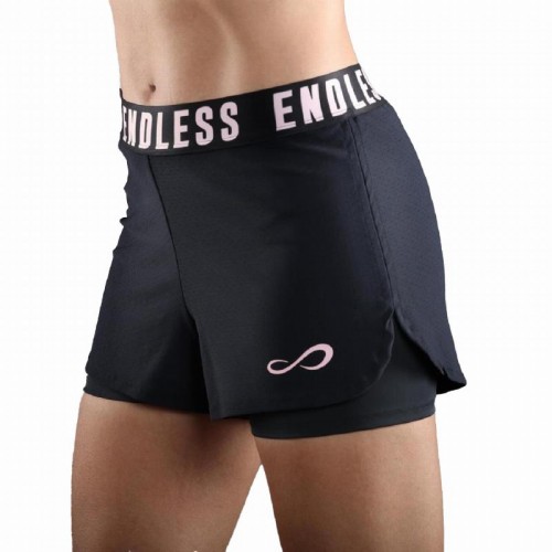 Short Endless Tech Iconic Negro Rosa Cristal Mujer Short Endless Tech Iconic Negro Rosa Cristal Mujer