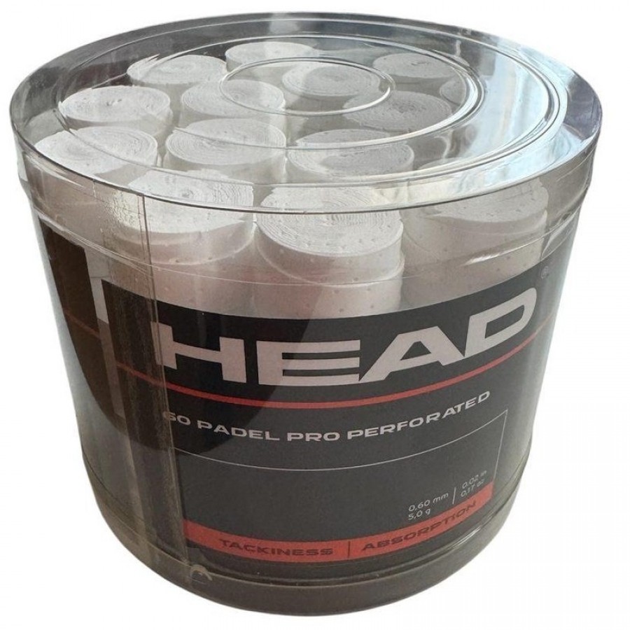 Tambor Head Padel Pro Perforado Blanco 60 Overgrips  Oferta + Barato