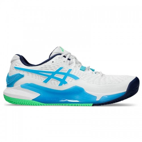 Asics Gel Resolution 9 Clay White Aqua Sneakers Asics Gel Resolution 9 Clay White Aqua Sneakers